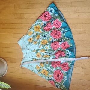 Bright floral A-line skirt